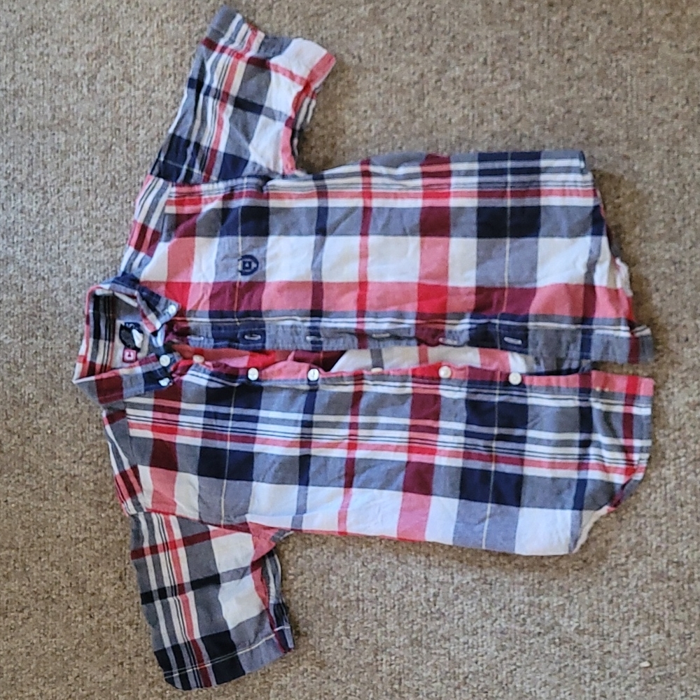 Chaps Short Sleeve Buttoned Flannel Shirt
